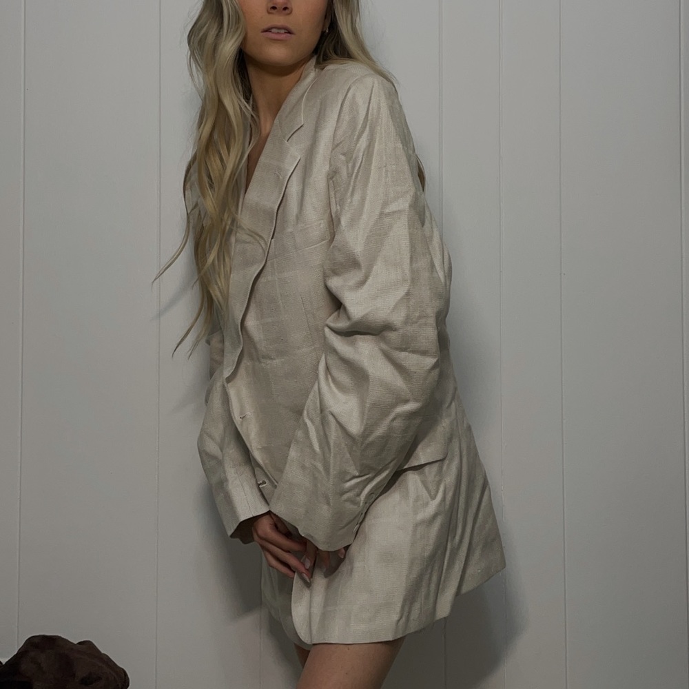 Charles Ross Collection | Vintage Textured Linen Suit Jacket 100% Silk Lining